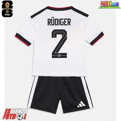 Alemania Antonio Rudiger #2 Primera Equipación Niños Mundial 2026 Manga Corta (+ Pantalones cortos)